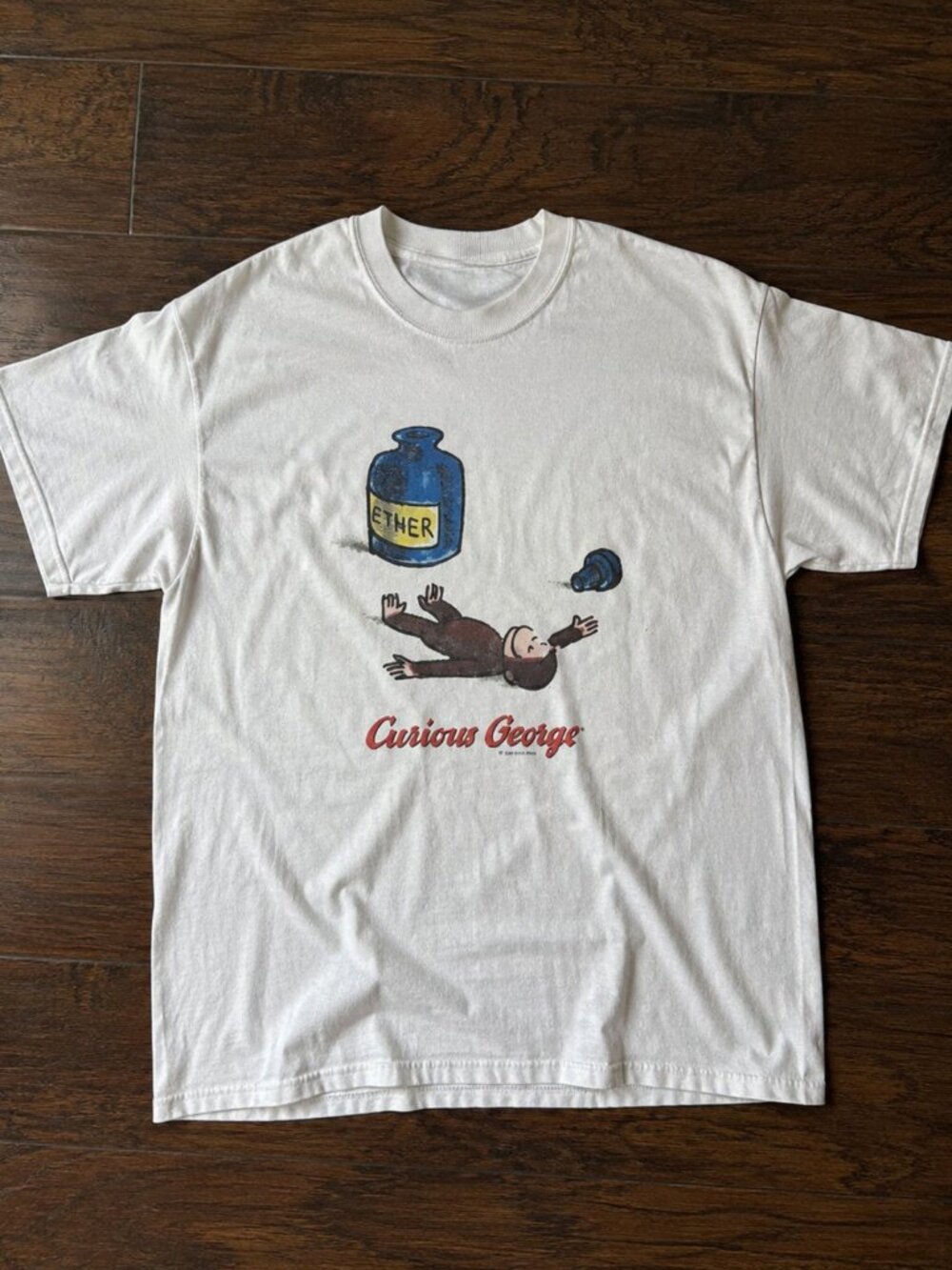 Curious George Ether Bottle Vintage Graphic Tee White